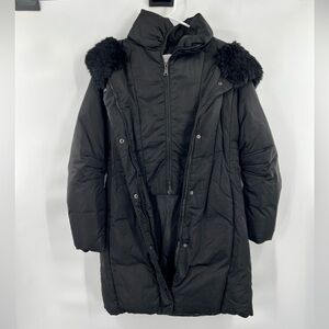 T. Tahari black puffer jacket with hood size S